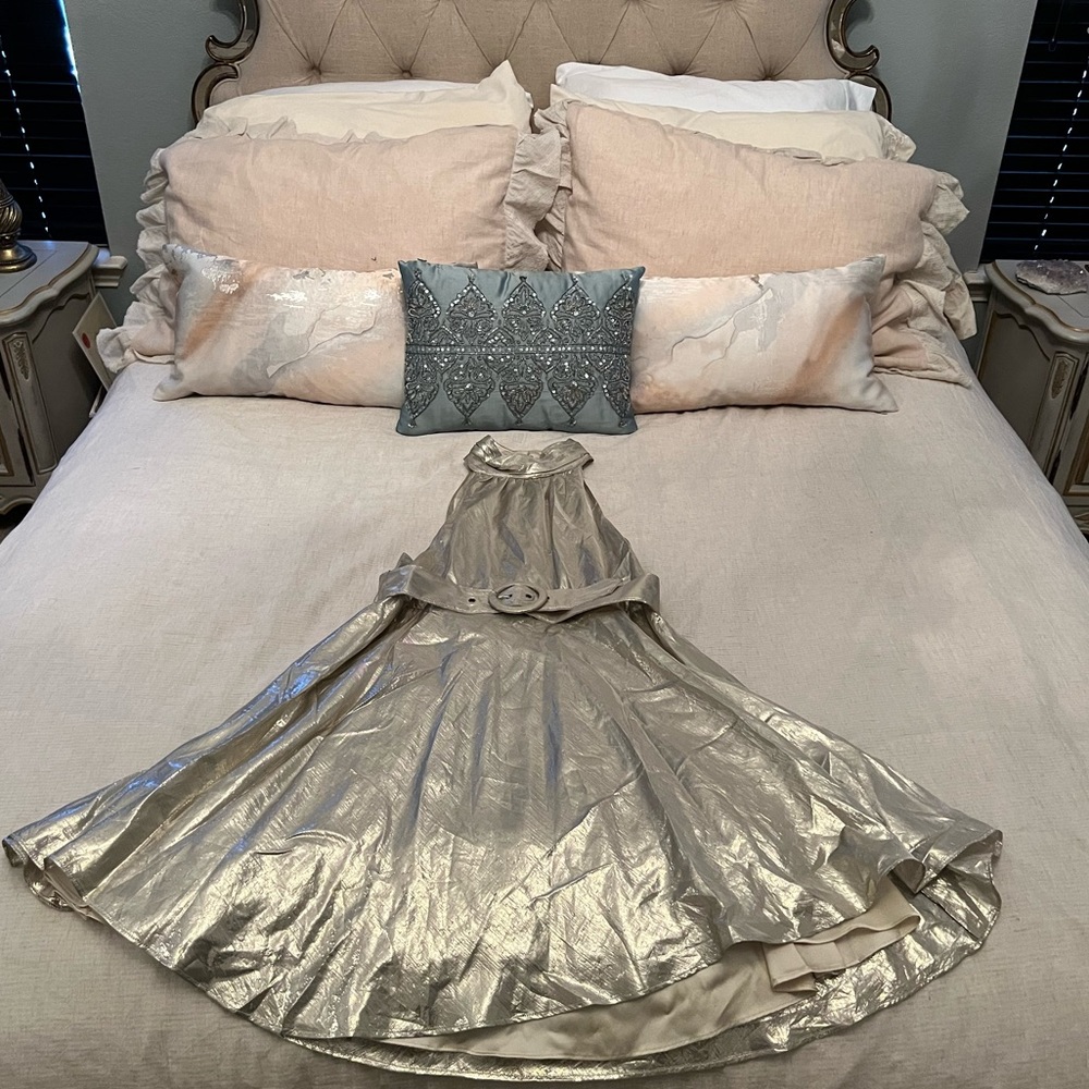 Alice Olivia Lame Gold Silver Metallic Mini Dress